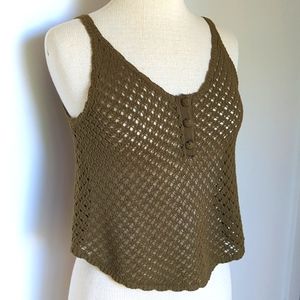 Crochet Crop Olive Tank